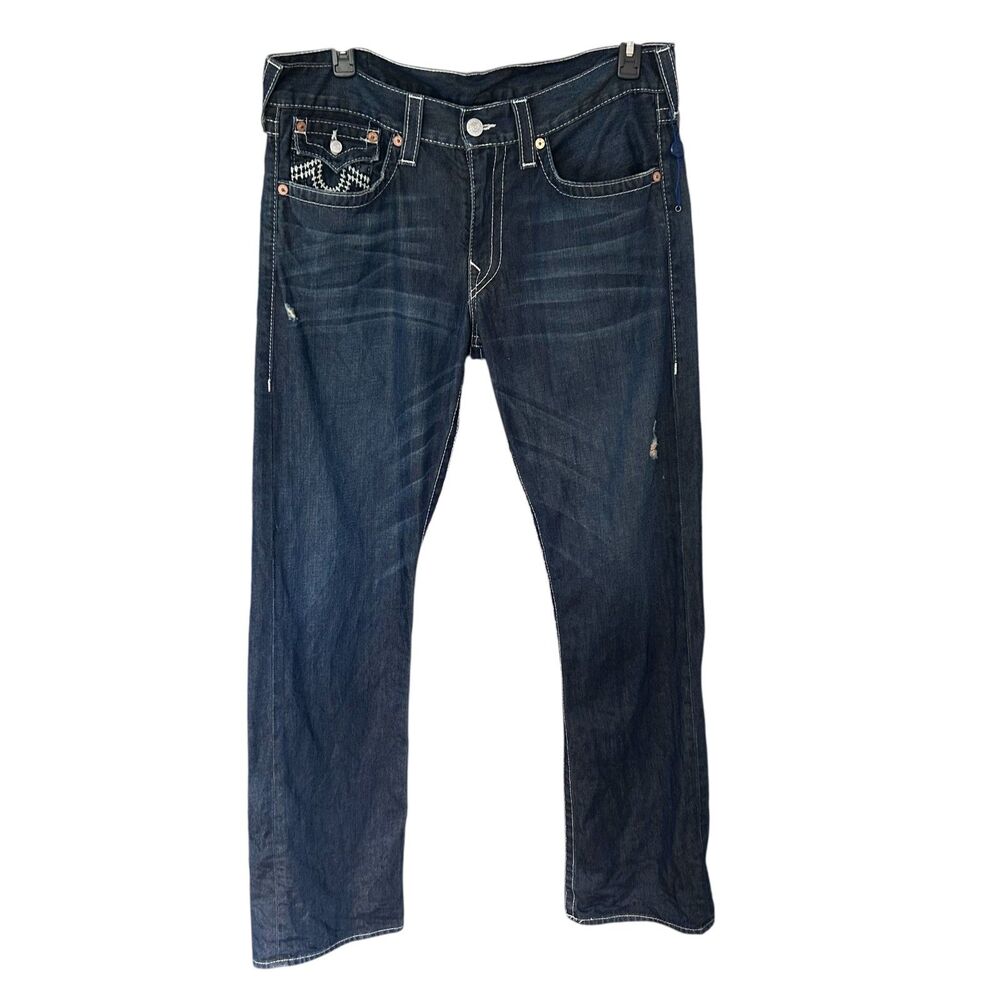 True Religion Men’s Jeans Straight Leg Dark Wash USA Size 36 (Seal Attached)